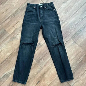 Zara black ripped mom jeans - 4